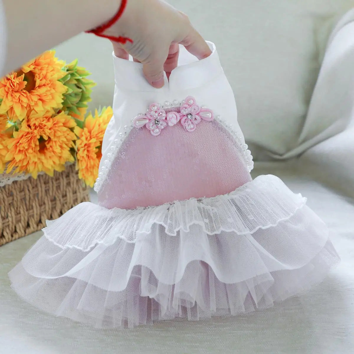 Pet Dress, Cute Flower Decor Pet Dress, Pet Clothes for Small Dogs, Fashionable Pet Clothing for Dogs, Dog & Cat Clothing Supplies
