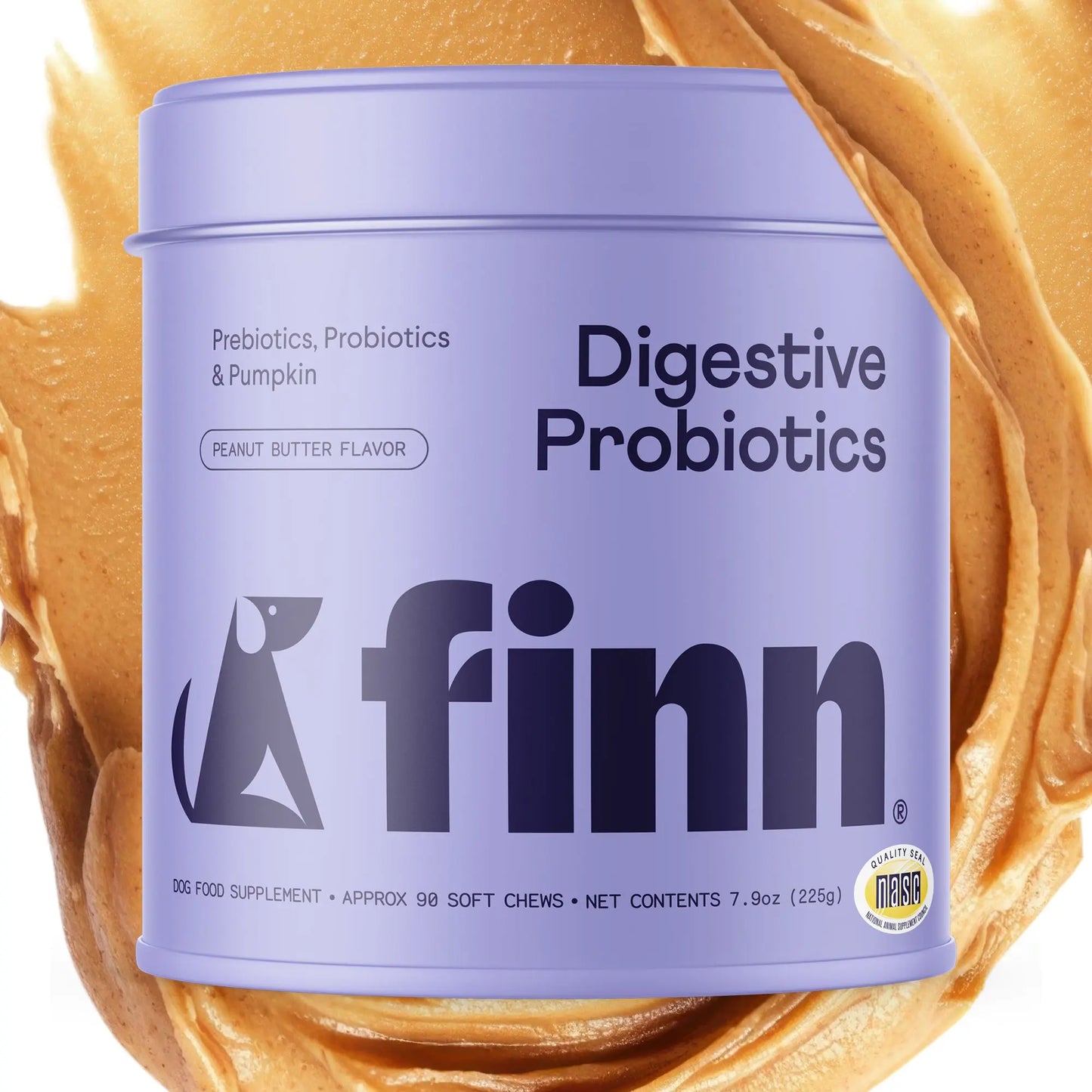 FINN Digestive Probiotics for Dogs - Complete Digestive System Support with 6 Stains Live Probiotics, Pumpkin & Prebiotics - Vet Recommended - 90 Soft Chews – Canine Nutritional Supplement