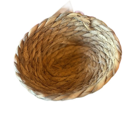 Natural Woven Pet Food Bowl Set for Bunny Rabbits wNatural Woven Rabbit Food Bowl Set natural pet feeding accessoryith Carrot Chew Toys (1 Basket & 3 Carrots)