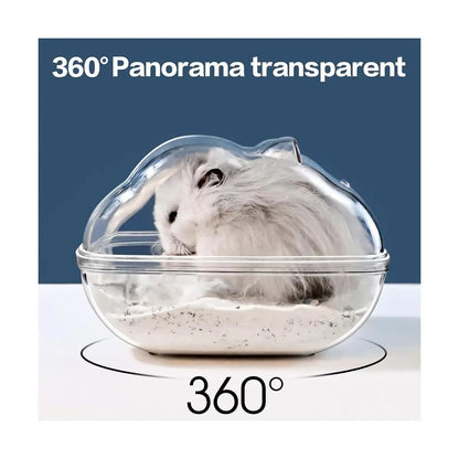 Hamster Bathtub Transparent Small (S) - Bathroom, Sand Bath Container, Sleep Pad Nest, Cage Accessories for Small Pet Animals
