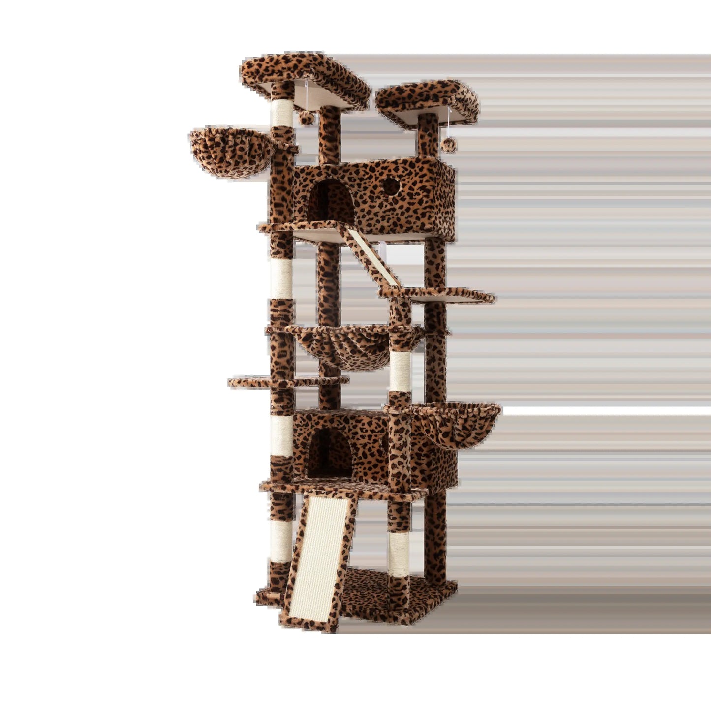 HOOMIC 81In Large Cat Tree Tower, Multi-Level Climbing House with Condo, Hammock & Scratching Post, Wide Base for Big Felines, Grey/Beige/Dark Blue/Pink/Leopard Print/Black Dots#Mothersdaygift
