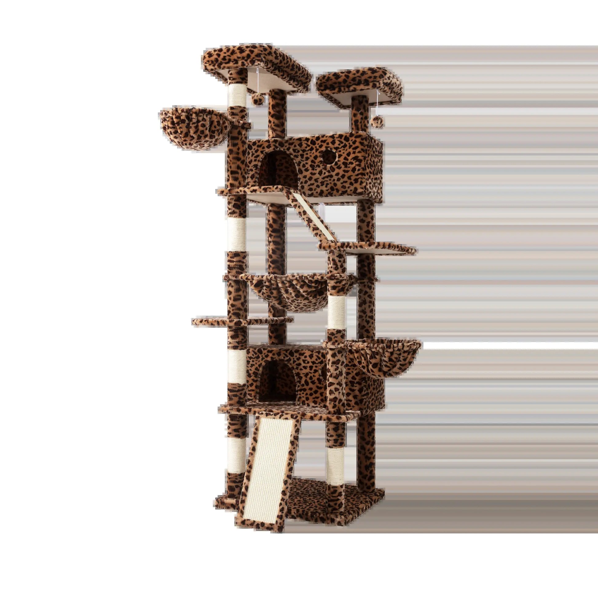 HOOMIC 81In Large Cat Tree Tower, Multi-Level Climbing House with Condo, Hammock & Scratching Post, Wide Base for Big Felines, Grey/Beige/Dark Blue/Pink/Leopard Print/Black Dots#Mothersdaygift