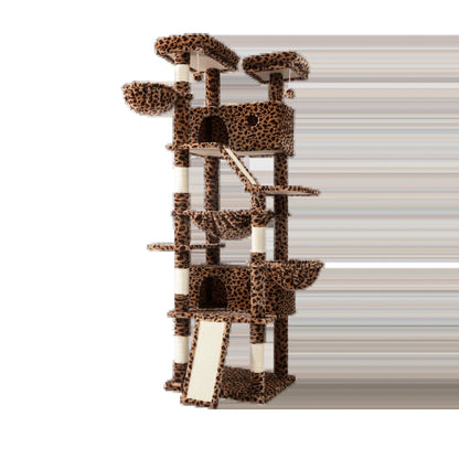 HOOMIC 81In Large Cat Tree Tower, Multi-Level Climbing House with Condo, Hammock & Scratching Post, Wide Base for Big Felines, Grey/Beige/Dark Blue/Pink/Leopard Print/Black Dots#Mothersdaygift