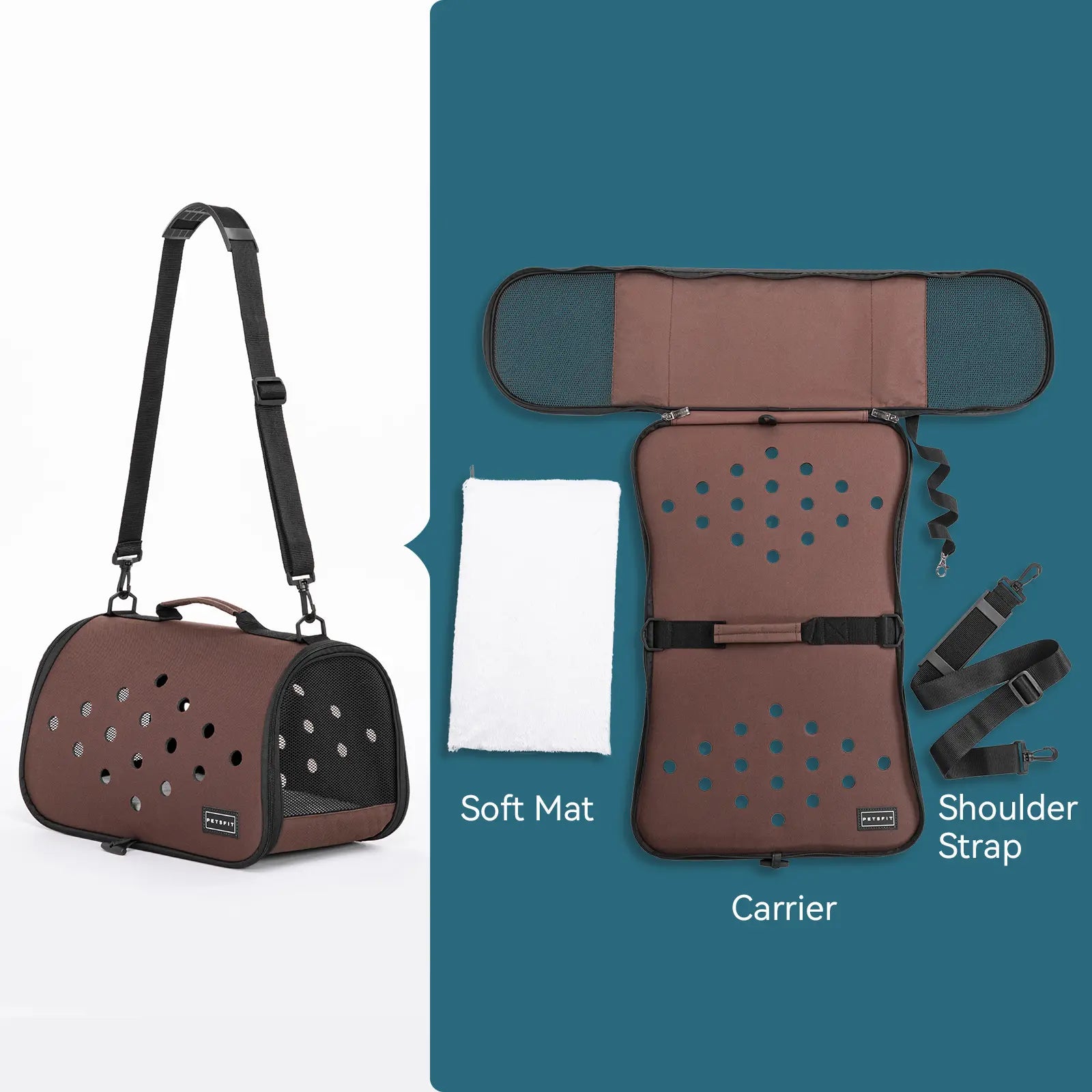 Petsfit 16 X 9 X 9 Inches Rabbit Carrier, Portable Bunny Carrier with Ventilation Holes, Guinea Pig Carrier for Small Animals, Chinchilla, Hedgehog, Squirrel