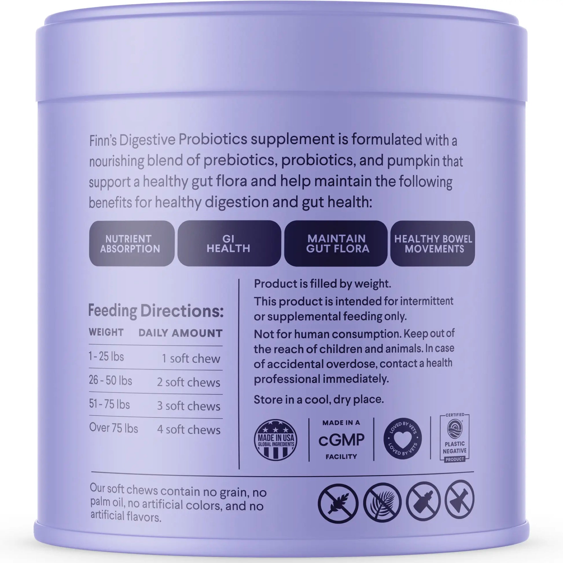 FINN Digestive Probiotics for Dogs - Complete Digestive System Support with 6 Stains Live Probiotics, Pumpkin & Prebiotics - Vet Recommended - 90 Soft Chews – Canine Nutritional Supplement
