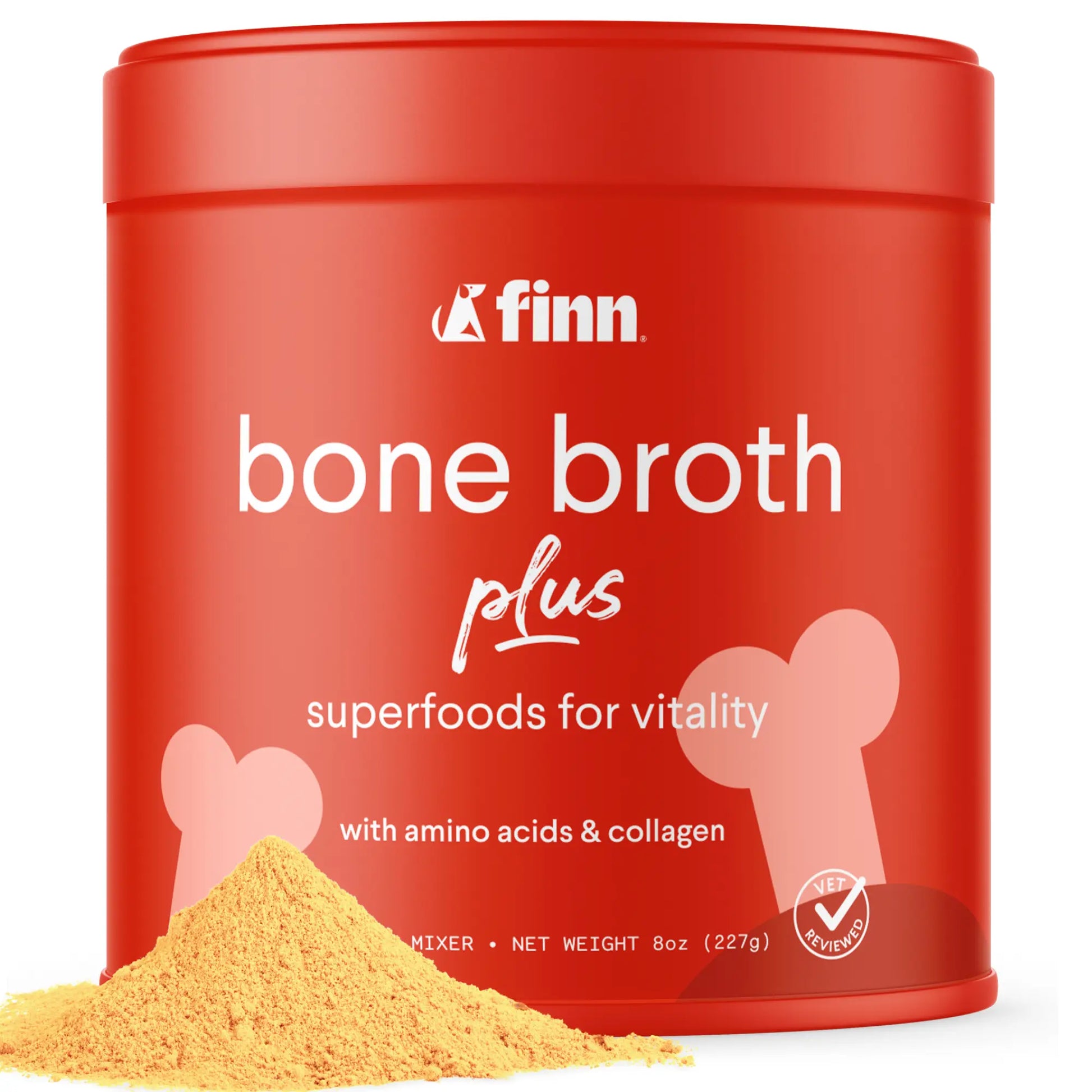 FINN Bone Broth plus Superfood Meal Topper for Dogs – Joint & Mobility Support Packed with Collagen & Amino Acids – Only 6 Ingredients | Powdered Meal Topper Supplement for Dogs