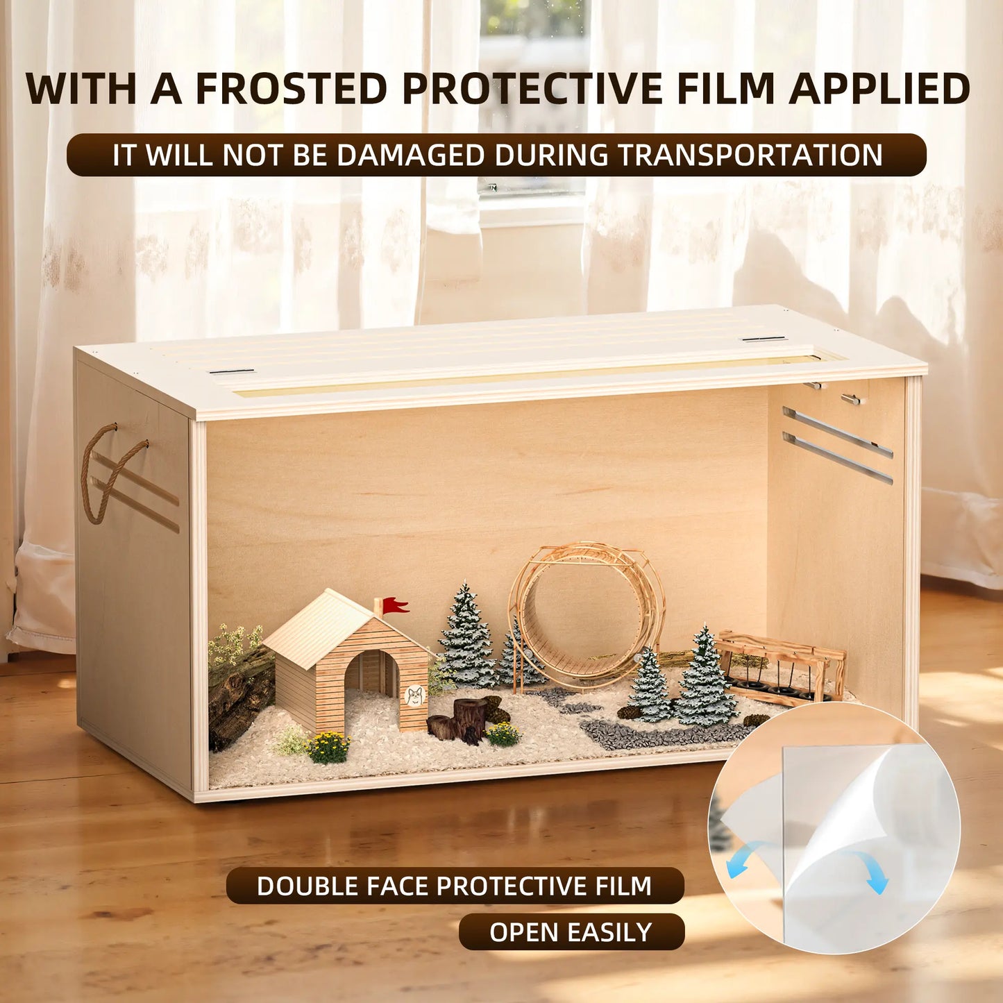 TSYPAIRS 32" Chewproof Wooden Hamster Cage, Small Animal Habitat with Openable Top & Clear Acrylic Panels, Multiple Base Style Options