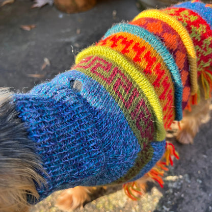Handmade BLUE PURPLE TWEED Alpaca Dog Poncho SIZE XX0-20