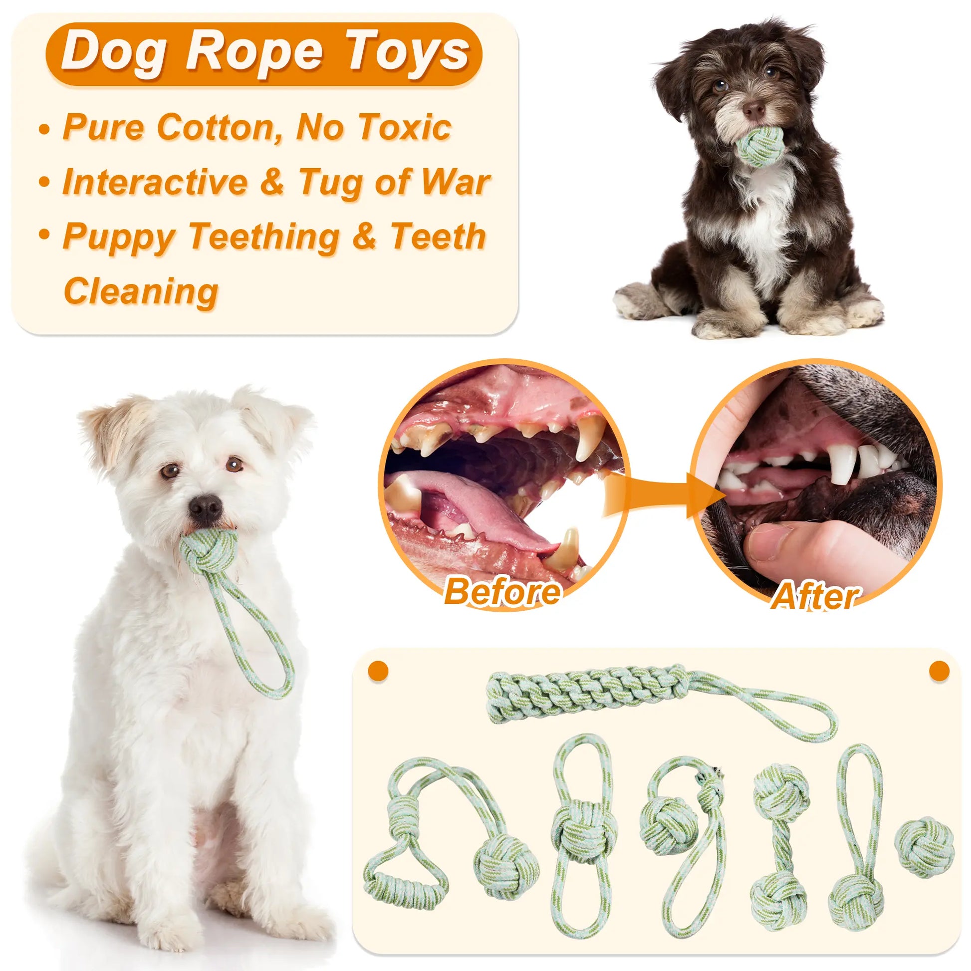 24 Pack Puppy Chew Toys, Dog Teething Toys with Storage Bin, Dog Rope Toys and Squeaky Toys for Boredom, Interactive Dog Toys for Small & Medium Breeds