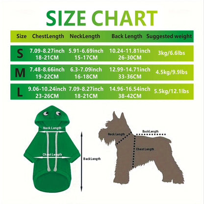 Frog Design Pet Hoodie, Cute Warm Pet Clothes, Soft Comfortable Pet Clothing for Small Medium Dogs & Cats, Dog & Cat Clothing Supplies