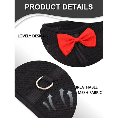 Rabbit Leash and Harness with Bow Decor, Small Pet Chest Vest and Leash, Animal Supplies for Rabbits