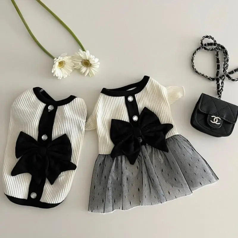 Cute Dog Vest, 1 Count Bow Decor Chiffon Dog Shirt, Pet Clothes for Small Dogs, Dog & Cat Clothing, Dog & Cat Clothing Supplies