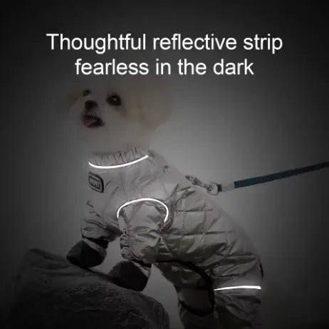 Waterproof Dog Coats Winter Cotton Pet Dust Pants with Traction Buckle Winter Warm Dog Clothing Outdoor Snow Pants Snowproof Boots