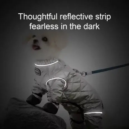 Waterproof Dog Coats Winter Cotton Pet Dust Pants with Traction Buckle Winter Warm Dog Clothing Outdoor Snow Pants Snowproof Boots