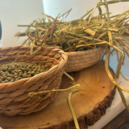 Natural Woven Rabbit Food Bowl Set enrichment feeder for small pets
