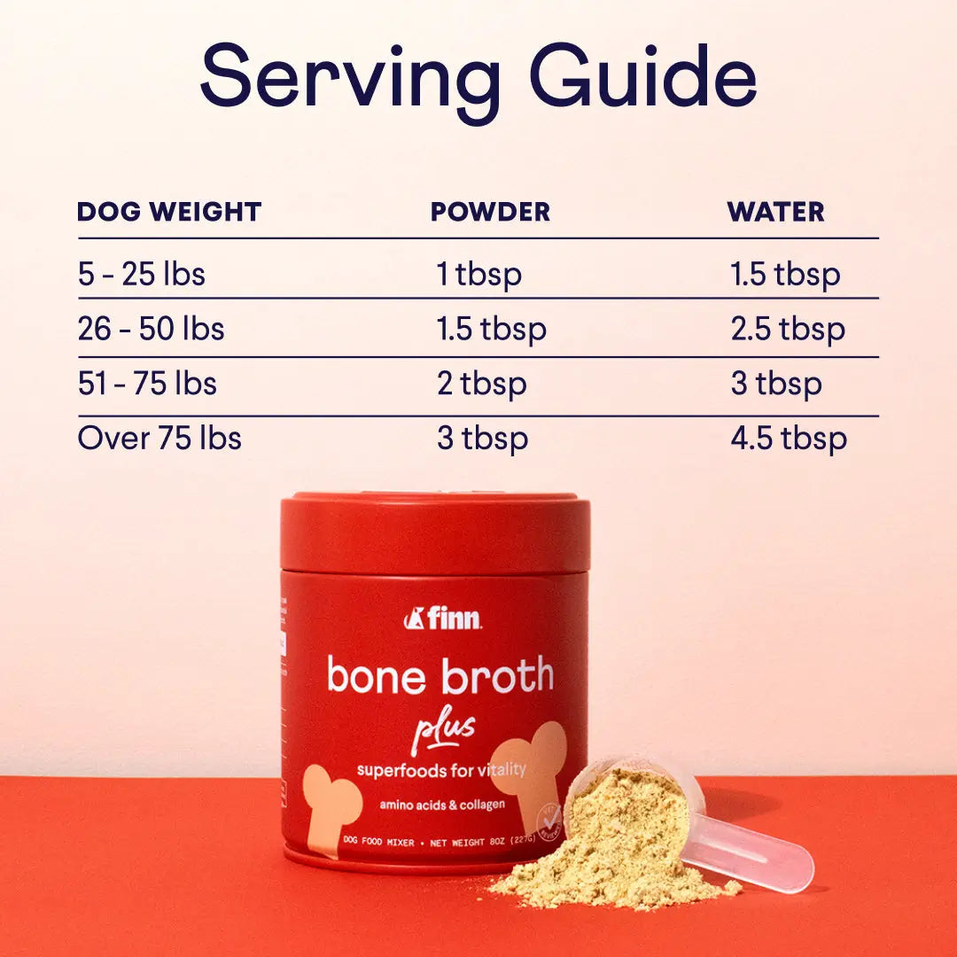 FINN Bone Broth plus Superfood Meal Topper for Dogs – Joint & Mobility Support Packed with Collagen & Amino Acids – Only 6 Ingredients | Powdered Meal Topper Supplement for Dogs