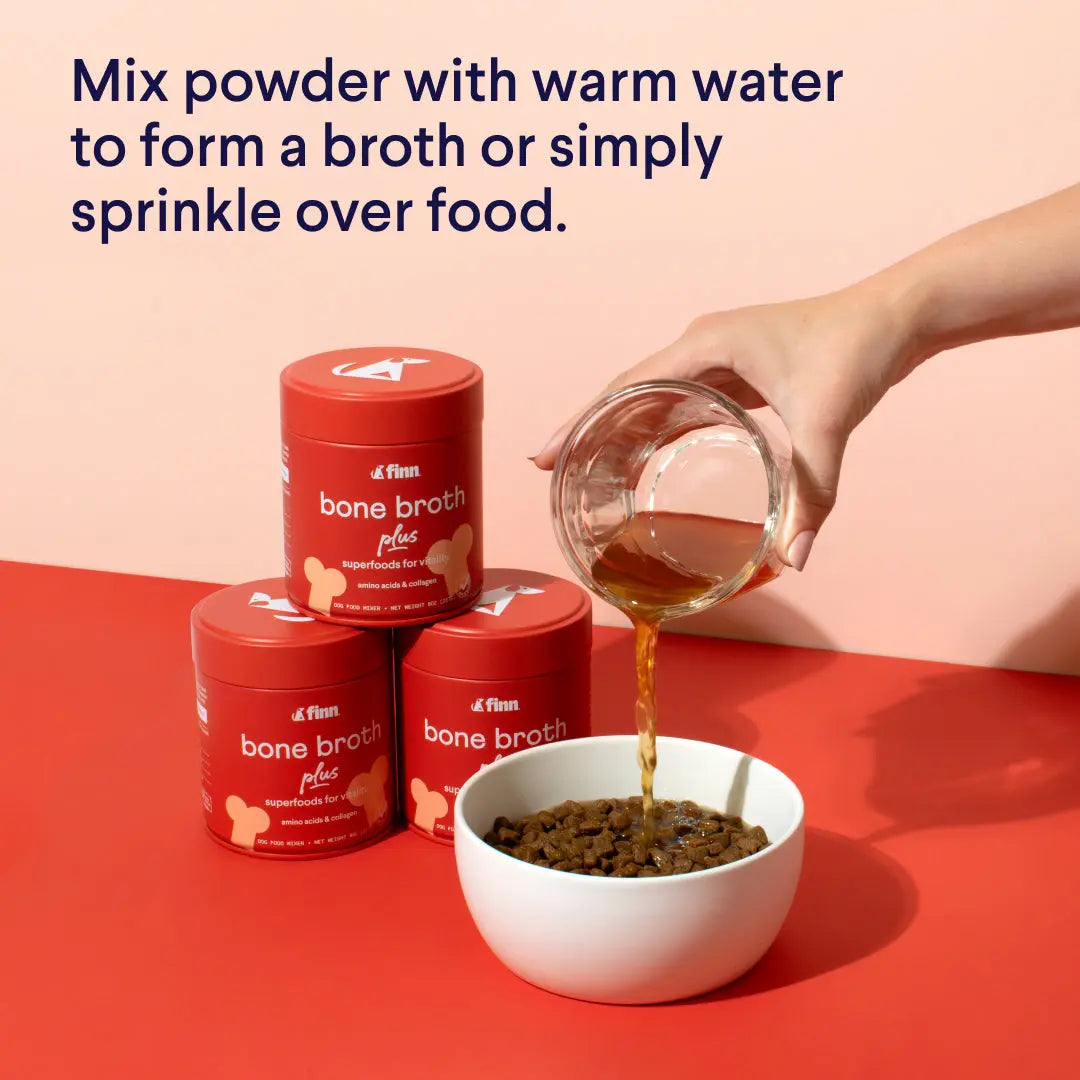 FINN Bone Broth plus Superfood Meal Topper for Dogs – Joint & Mobility Support Packed with Collagen & Amino Acids – Only 6 Ingredients | Powdered Meal Topper Supplement for Dogs