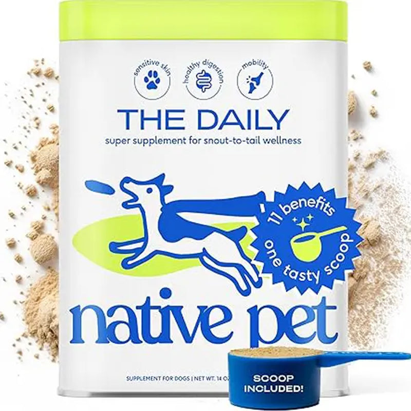 Native Pet Dog Vitamins & Supplements - 11-In-1 Multivitamin Powder for Dogs Food Topper - Collagen, Glucosamine, Probiotics, Omega & More- Supports Healthy Gut, Mobility & Overall Health -30 Scoops
