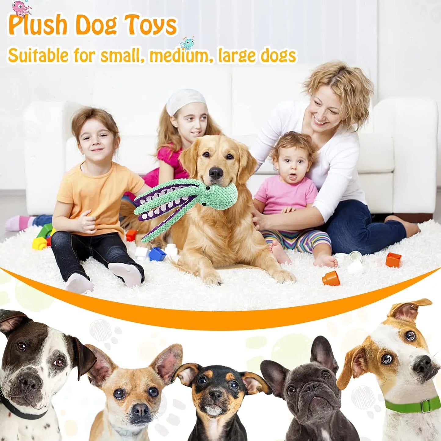 Plush Chew Toys for Large Dogs，Durable Fabric for Small, Medium, and Large Pets，A Toy with a Soft Sound-Producing Mechanism for Playing With-Mrwj