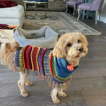 Handmade BLUE PURPLE TWEED Alpaca Dog Poncho SIZE XX0-20