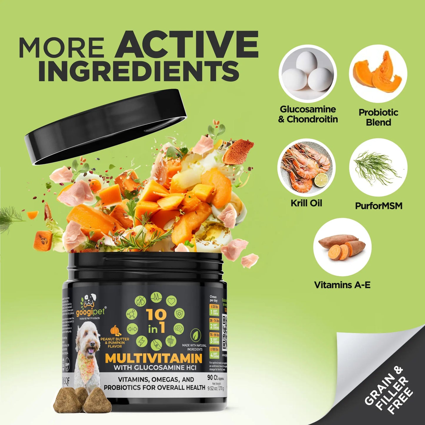 Revitalize Your Dog's Health with 10-in-1 Peanut Butter & Pumpkin Flavor Multivitamin Chews!