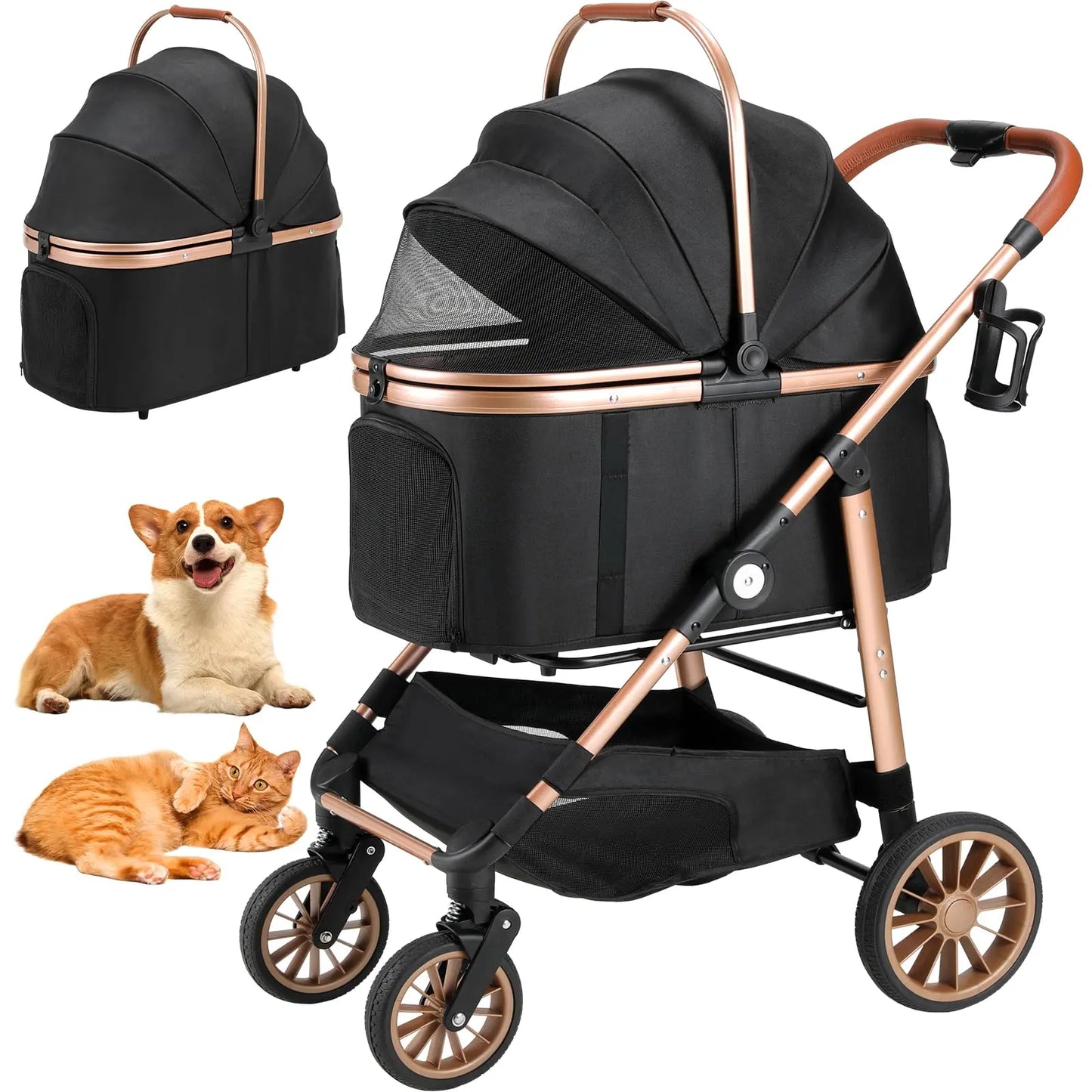 TLGREEN All-Terrain 3-in-1 Pet Stroller for Medium Dogs & Cats - Comfortable, Convenient & Stylish for Pets Up to 55 lbs
