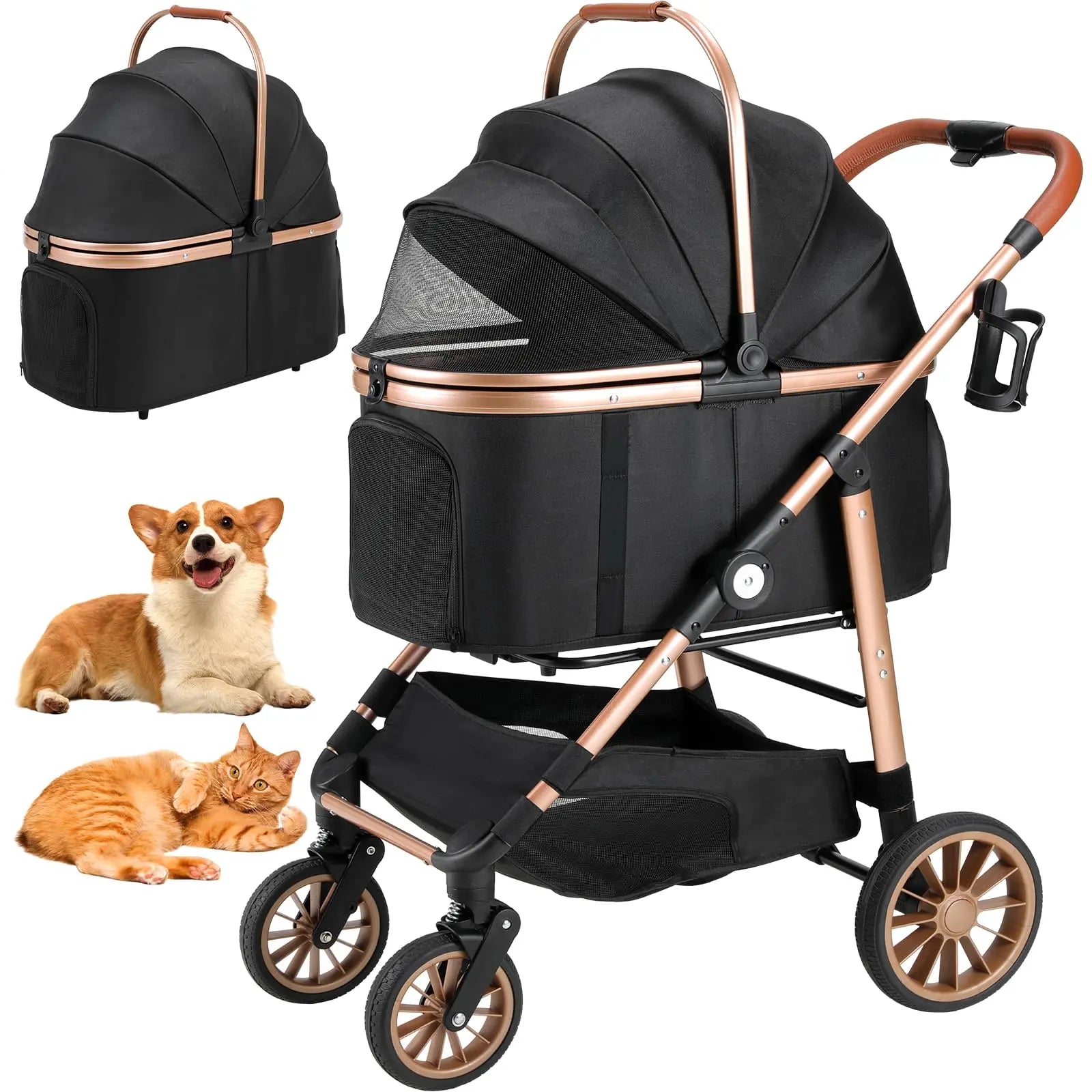 TLGREEN All-Terrain 3-in-1 Pet Stroller for Medium Dogs & Cats - Comfortable, Convenient & Stylish for Pets Up to 55 lbs
