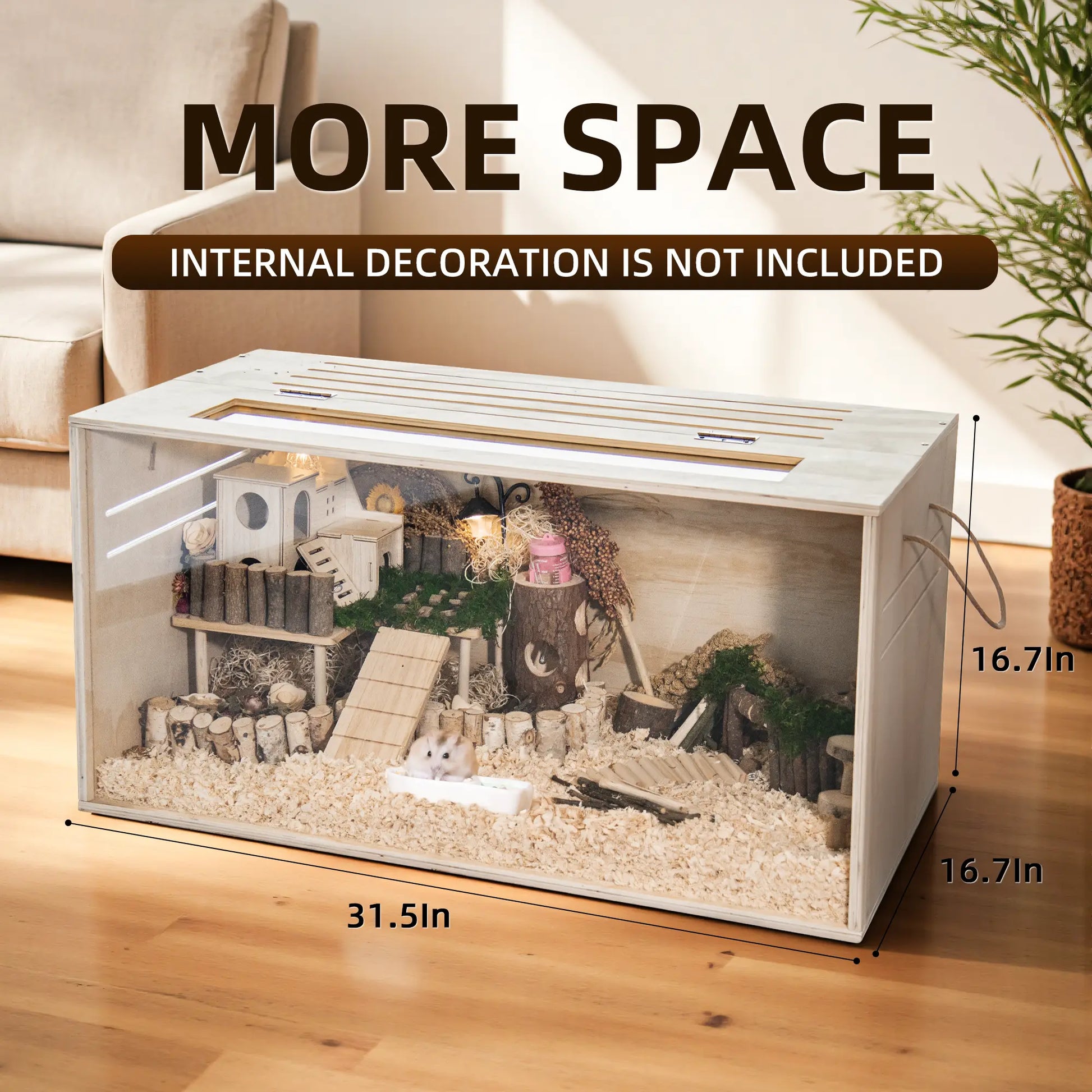 TSYPAIRS 32" Chewproof Wooden Hamster Cage, Small Animal Habitat with Openable Top & Clear Acrylic Panels, Multiple Base Style Options