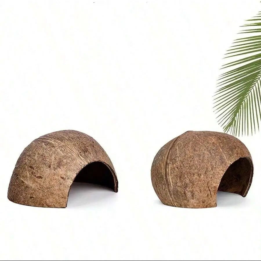 Coconut Shell Hideout Cave for Dwarf Hamsters & Small Pets, 3.9-5.1 Inch Size, Natural Material, Ideal Pet Accessory, Hamster Cage Habitat