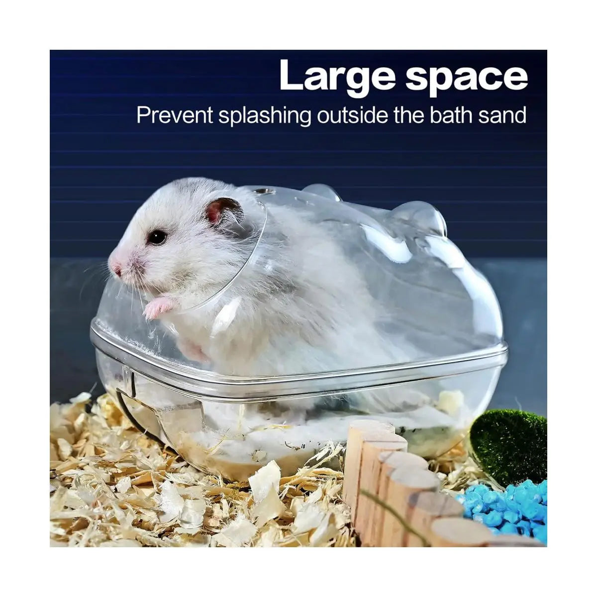 Hamster Bathtub Transparent Small (S) - Bathroom, Sand Bath Container, Sleep Pad Nest, Cage Accessories for Small Pet Animals