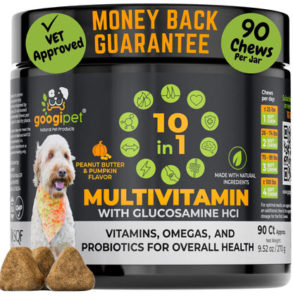 Revitalize Your Dog's Health with 10-in-1 Peanut Butter & Pumpkin Flavor Multivitamin Chews!