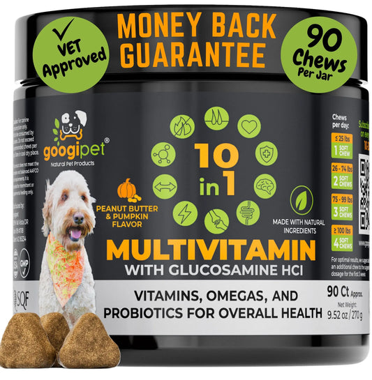 Revitalize Your Dog's Health with 10-in-1 Peanut Butter & Pumpkin Flavor Multivitamin Chews!