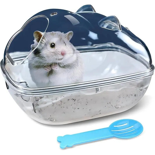 Hamster Bathtub Transparent Small (S) - Bathroom, Sand Bath Container, Sleep Pad Nest, Cage Accessories for Small Pet Animals