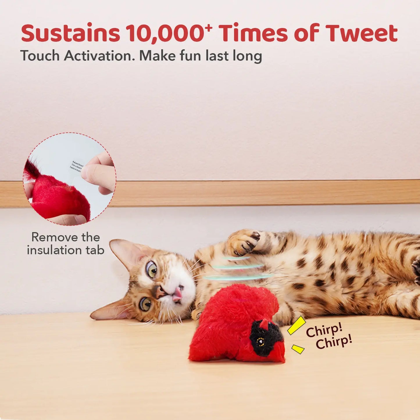 Potaroma (DON'T FLAP) Chirping Birds 2 Pcs Cat Toys with Silvervine, Interactive Cat Kicker, Lifelike Birdie Tweets, Indoor Kitten Exercise Toys