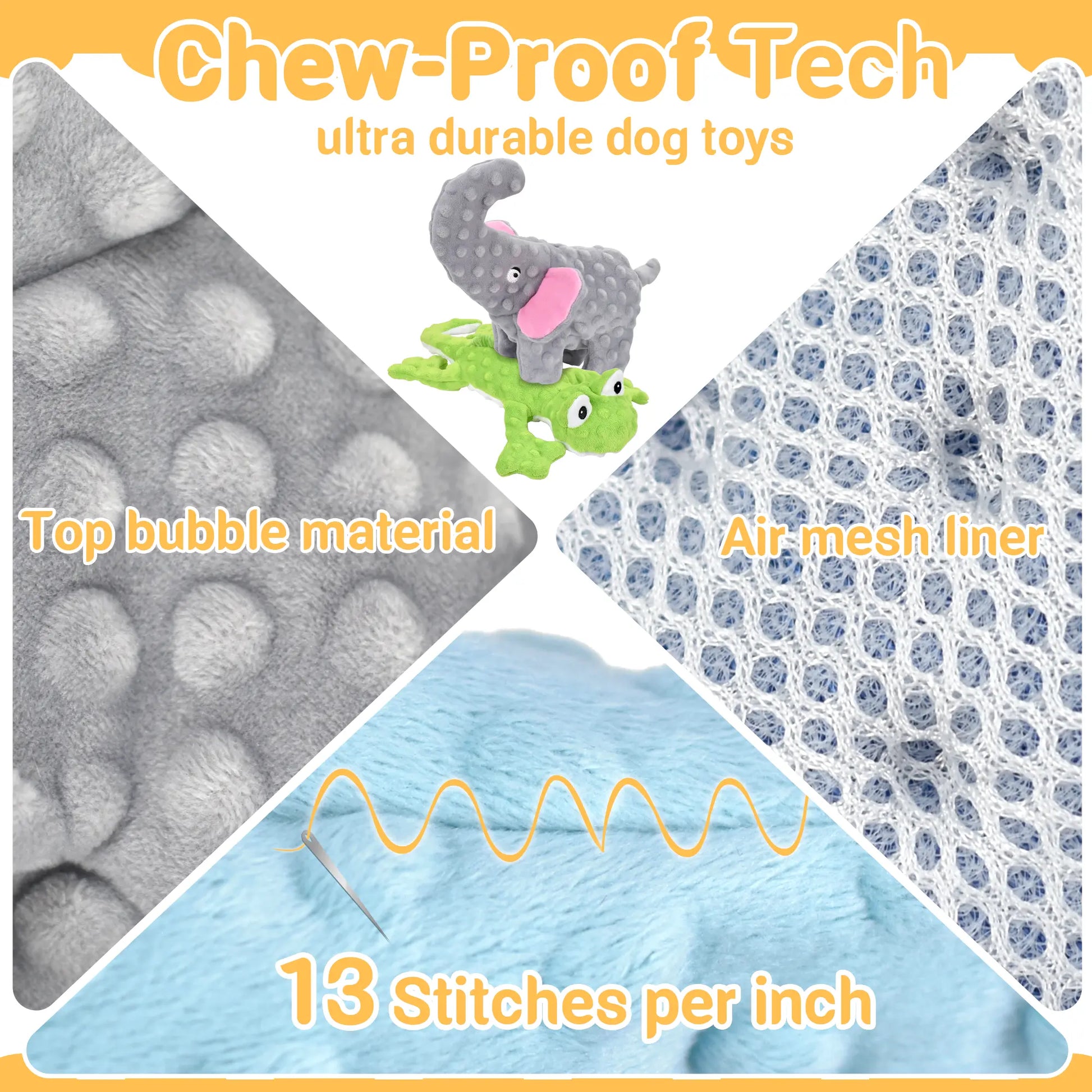 No Stuffing Squeaky Dog Toys with Chew-Proof Tech for durable playtime and exciting squeaks.