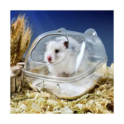 Hamster Bathtub Transparent Small (S) - Bathroom, Sand Bath Container, Sleep Pad Nest, Cage Accessories for Small Pet Animals