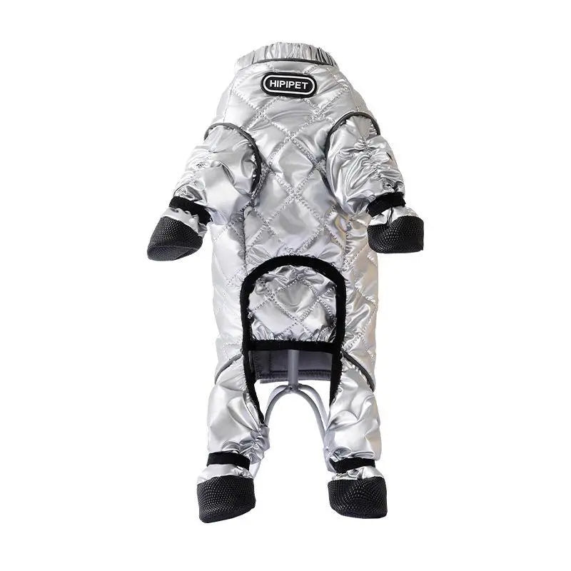 Waterproof Dog Coats Winter Cotton Pet Dust Pants with Traction Buckle Winter Warm Dog Clothing Outdoor Snow Pants Snowproof Boots