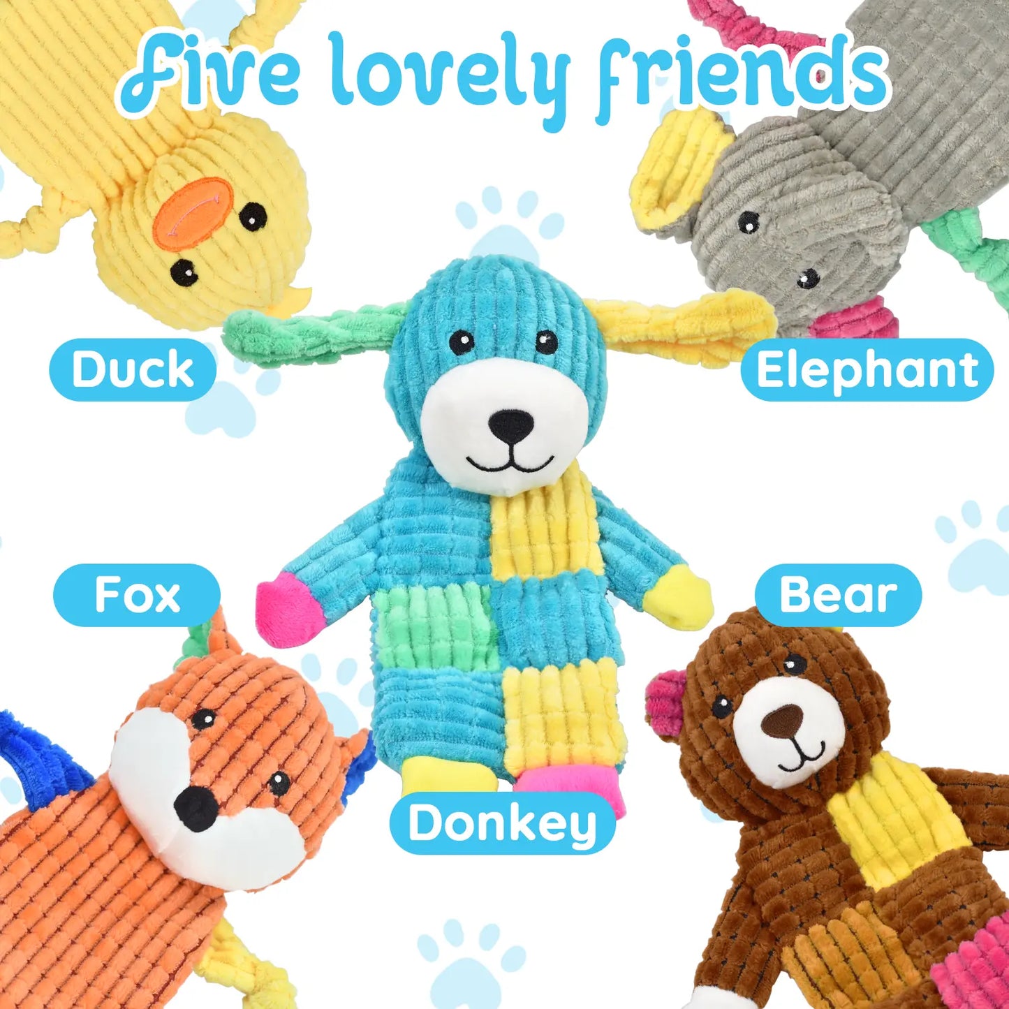 LECHONG 5Pcs Squeaky and Crinkle Dog Toys for Large, Medium, and Small Dogs - Puppy Toys to Keep Them Busy-Great Value Bundle Not for Aggressive Chewers