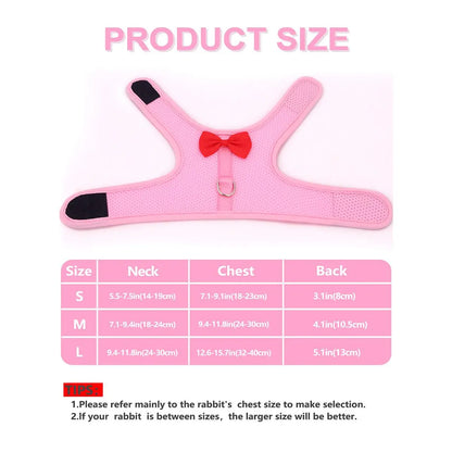 Rabbit Leash and Harness with Bow Decor, Small Pet Chest Vest and Leash, Animal Supplies for Rabbits
