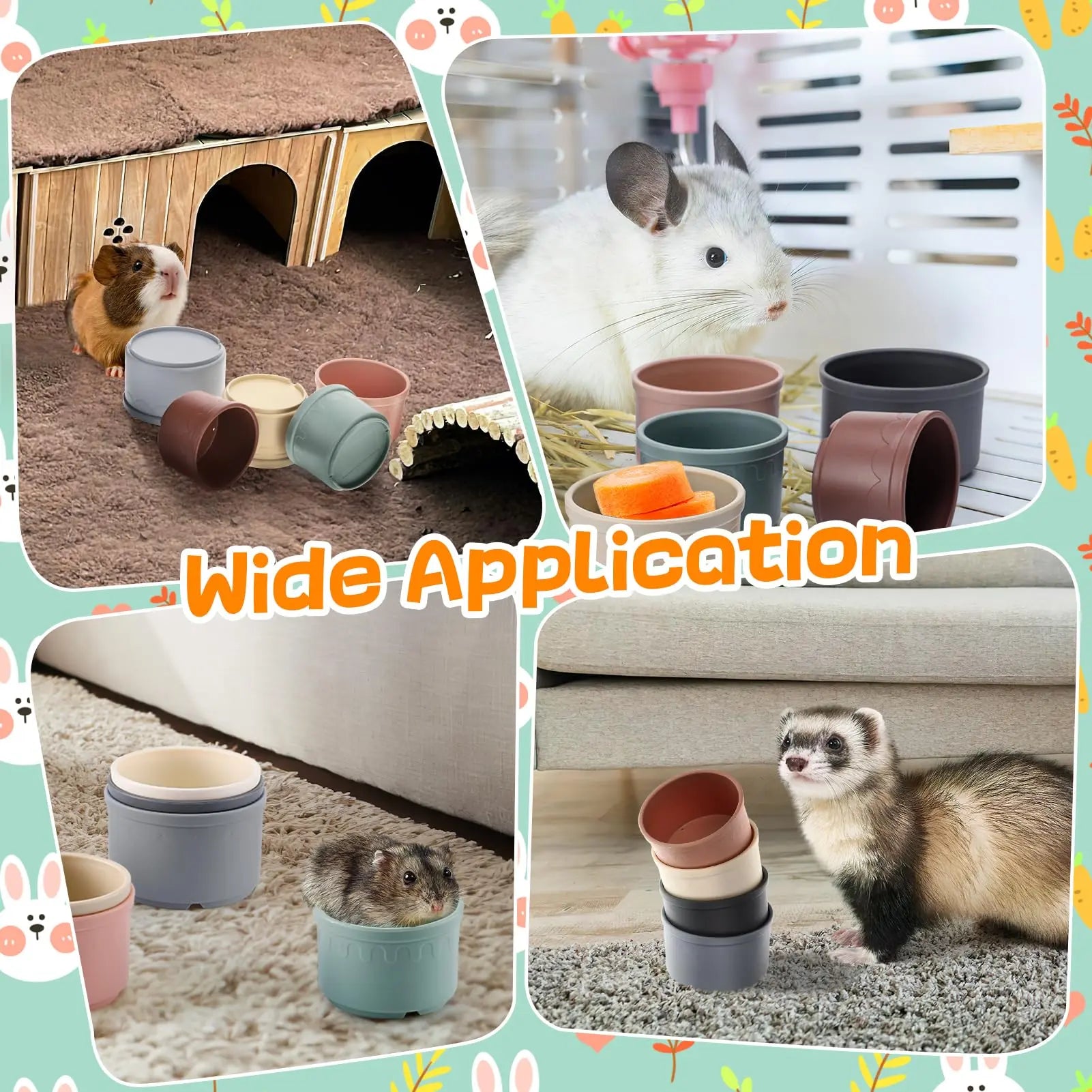 8 Pcs Small Animal Stacking Nesting Cups, Rabbit Stacker Toy, Random Colors, Safe Durable Plastic, Wash-Safe Easy Cleaning, Reusable for Hiding Food & Play, Indoor Outdoor Pet Feeding Supplies