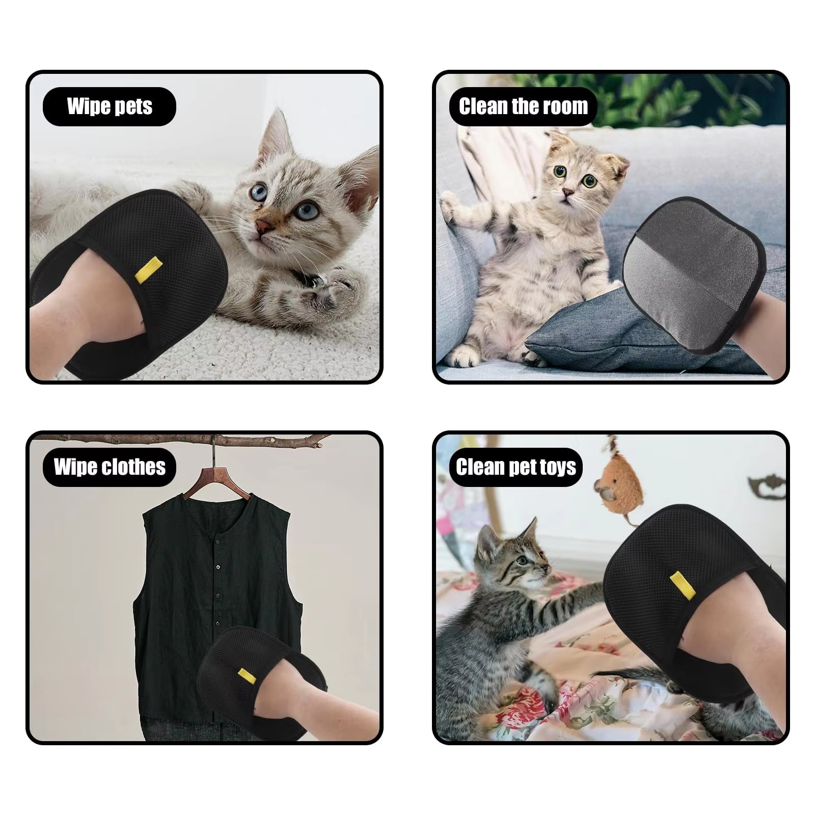 Transform Your Pet Grooming Routine with Our Reusable Double-Sided Hair Removal Gloves – Effortlessly Eliminate Fur from Carpets and Furniture!
