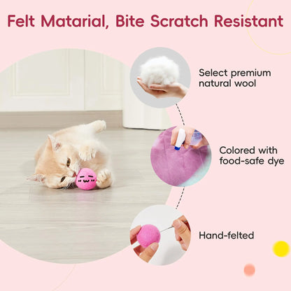 Potaroma 12 Pcs Quiet Play Felt Cat Ball Toys, Cat Kicker Exercise Toys, Fun Colorful Kitty Kitten Toys 1.6 Inches