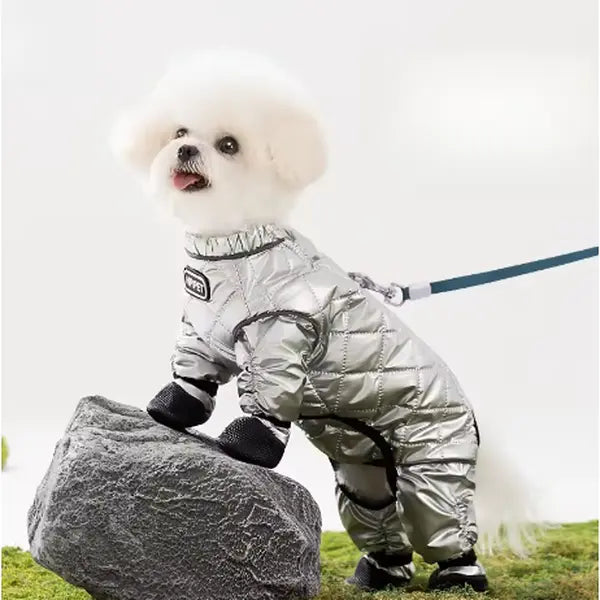Waterproof Dog Coats Winter Cotton Pet Dust Pants with Traction Buckle Winter Warm Dog Clothing Outdoor Snow Pants Snowproof Boots