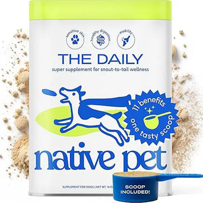 Native Pet Dog Vitamins & Supplements - 11-In-1 Multivitamin Powder for Dogs Food Topper - Collagen, Glucosamine, Probiotics, Omega & More- Supports Healthy Gut, Mobility & Overall Health -30 Scoops