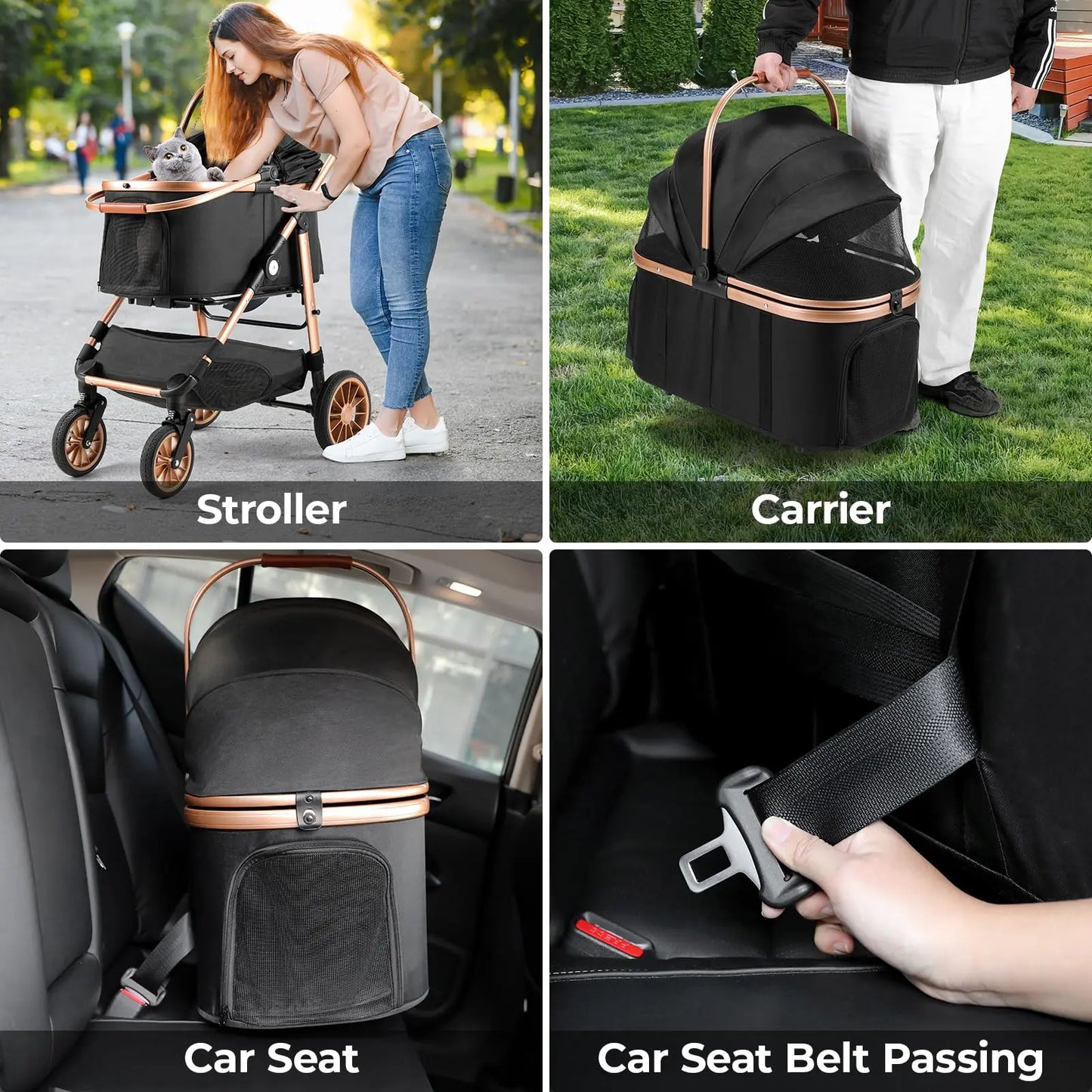 TLGREEN All-Terrain 3-in-1 Pet Stroller for Medium Dogs & Cats - Comfortable, Convenient & Stylish for Pets Up to 55 lbs
