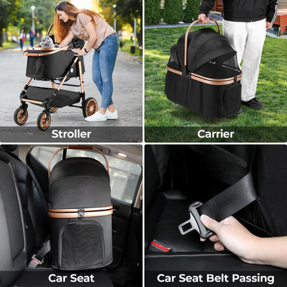 TLGREEN All-Terrain 3-in-1 Pet Stroller for Medium Dogs & Cats - Comfortable, Convenient & Stylish for Pets Up to 55 lbs