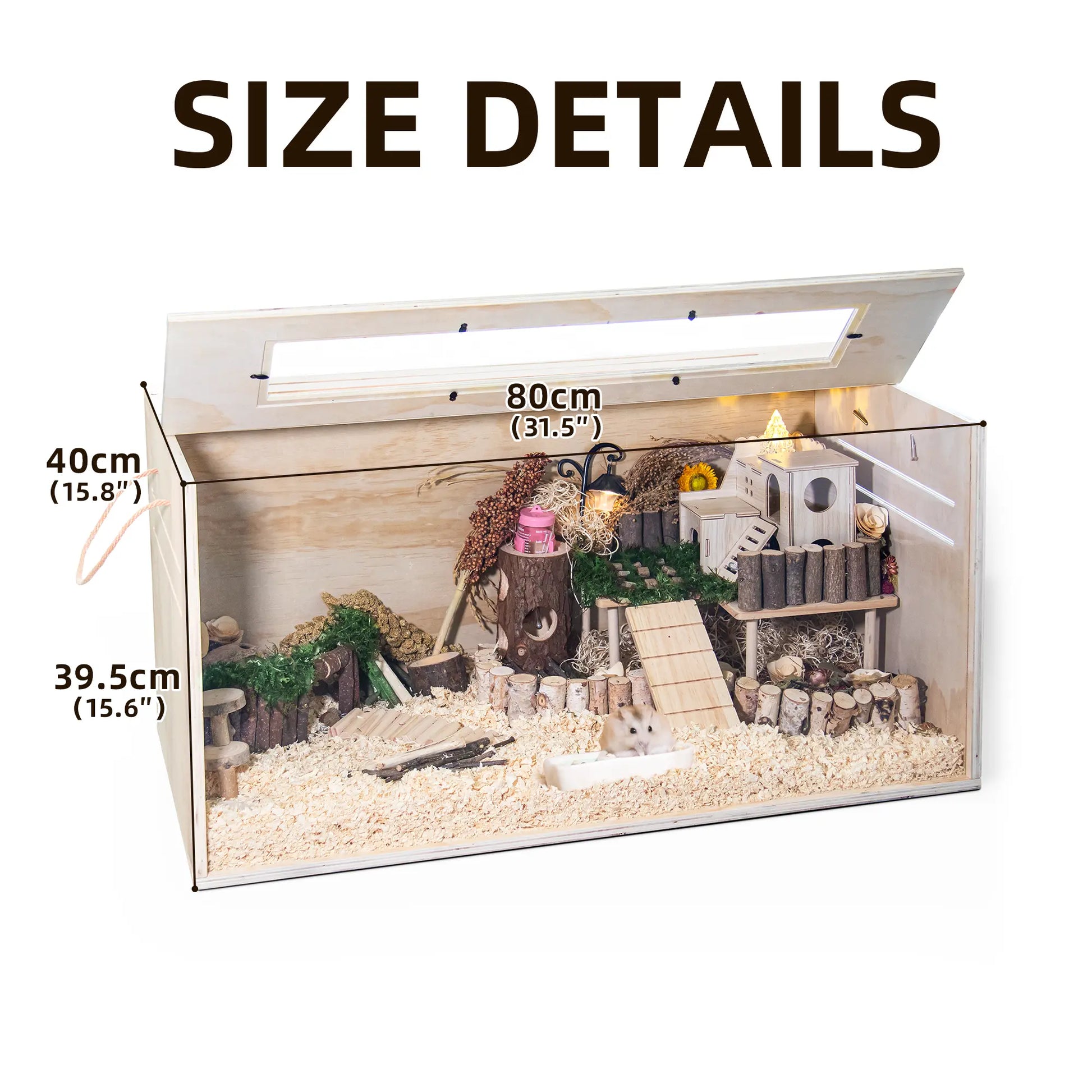 TSYPAIRS 32" Chewproof Wooden Hamster Cage, Small Animal Habitat with Openable Top & Clear Acrylic Panels, Multiple Base Style Options