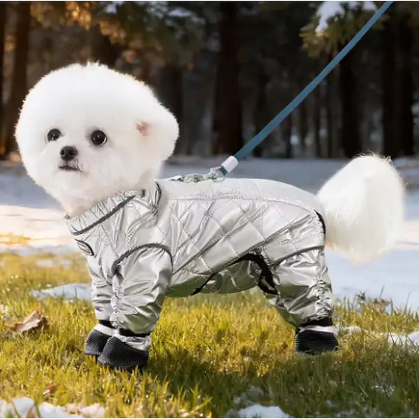 Waterproof Dog Coats Winter Cotton Pet Dust Pants with Traction Buckle Winter Warm Dog Clothing Outdoor Snow Pants Snowproof Boots