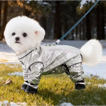 Waterproof Dog Coats Winter Cotton Pet Dust Pants with Traction Buckle Winter Warm Dog Clothing Outdoor Snow Pants Snowproof Boots