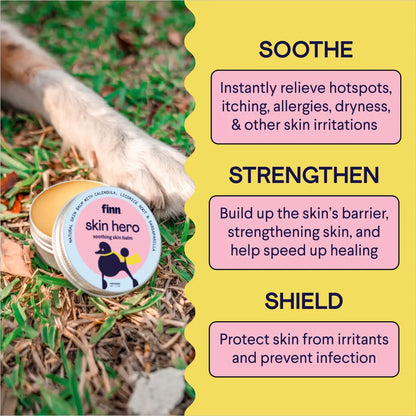 FINN Skin Hero – Revitalizing Natural Dog Skin Balm – Soothes, Strengthens & Protects from Hot Spots, Itching and Irritation - 1.75 Oz